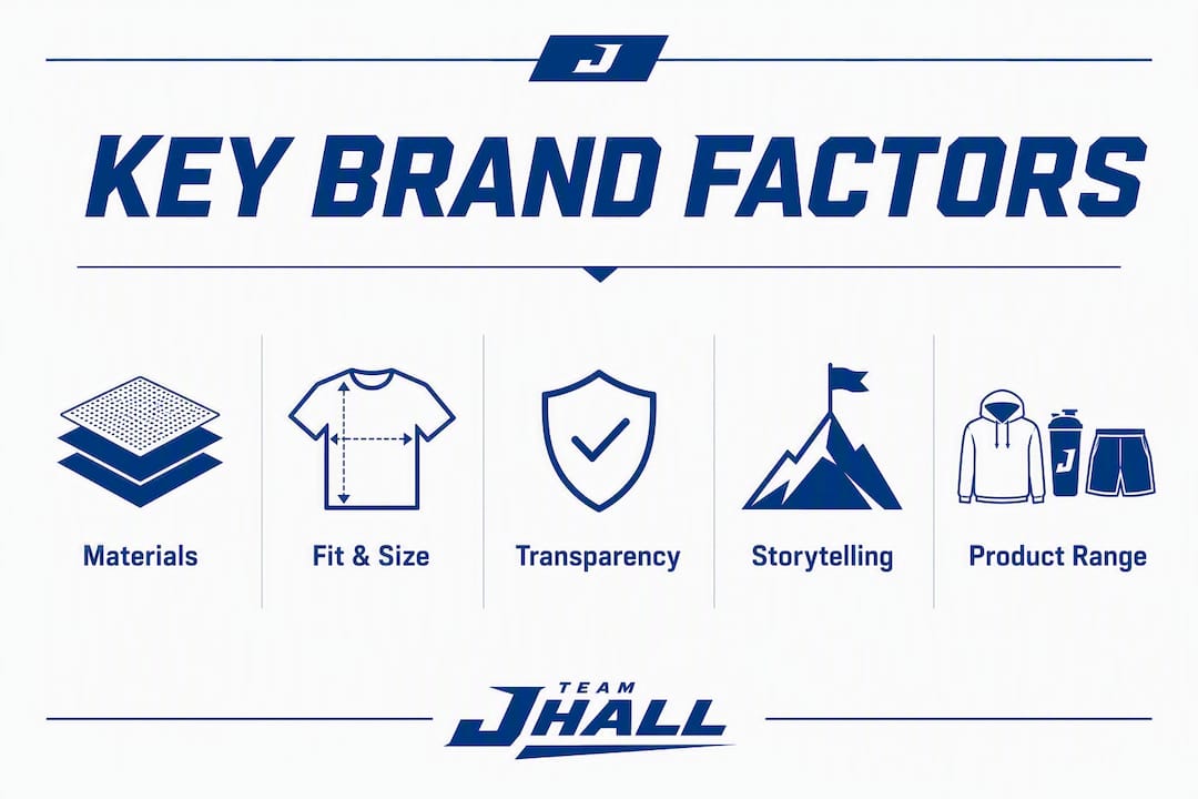 Infographic showing key factors evaluating USA sports brands