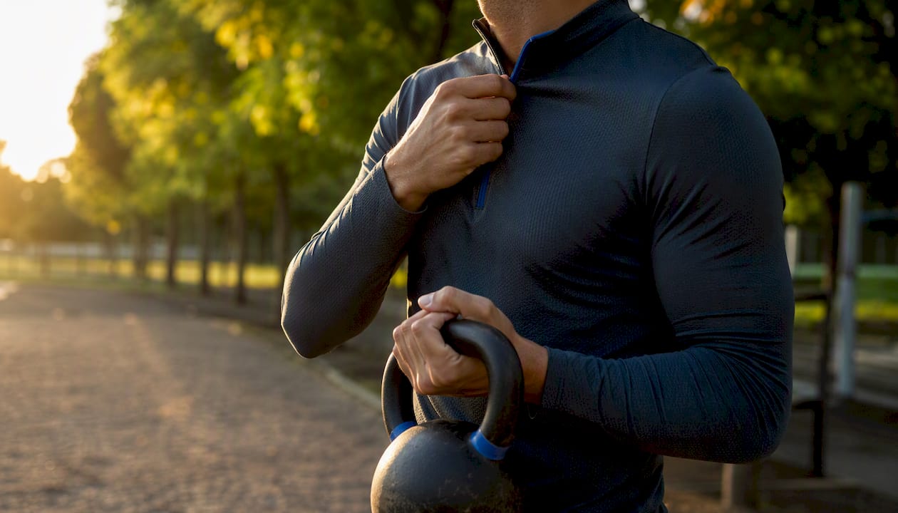 Close-up of high-end performance workout shirt