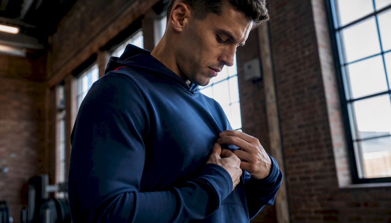 Athlete performing hoodie pinch test