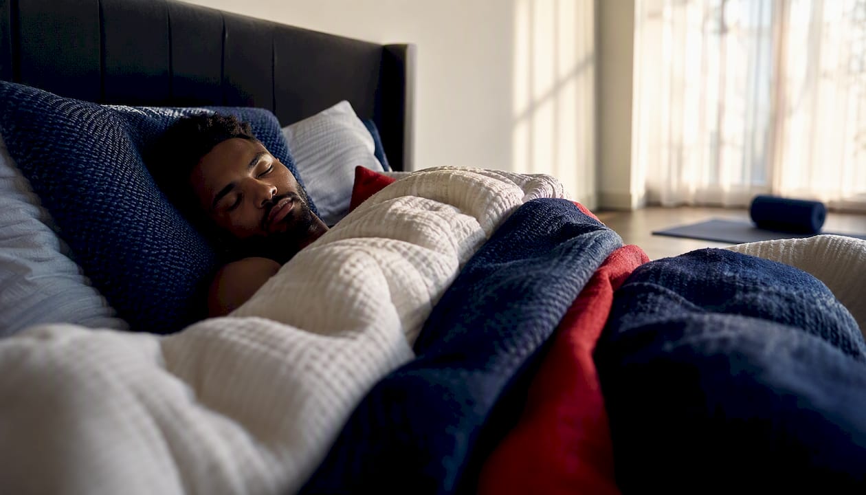 Athlete sleeping peacefully for recovery