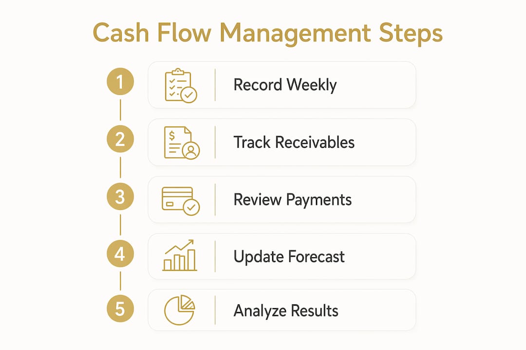 Infographic showing cash flow management steps