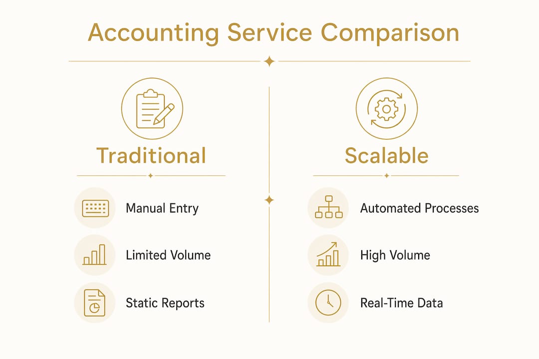 Infographic comparing scalable and traditional accounting services