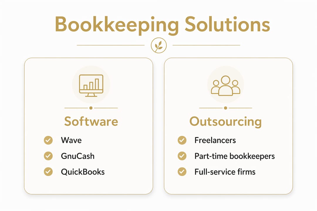 Infographic comparing bookkeeping solutions and outsourcing