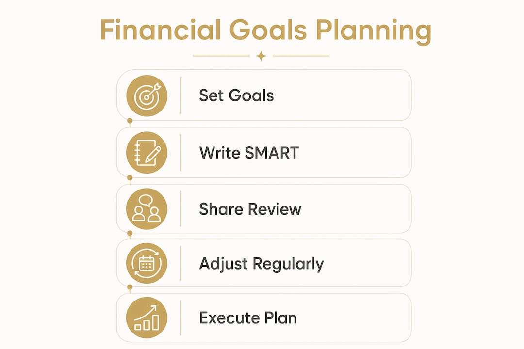 Infographic illustrating steps in financial goals planning
