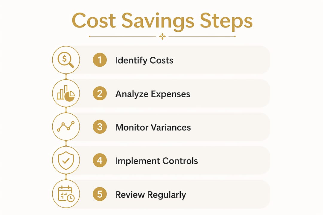 Infographic showing accounting cost saving steps