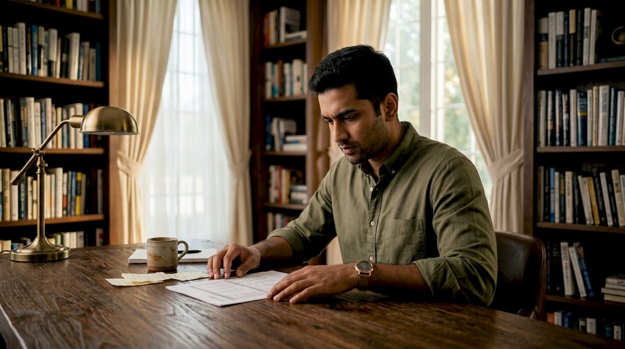 Close-up of hands typing on laptop with financial documents
