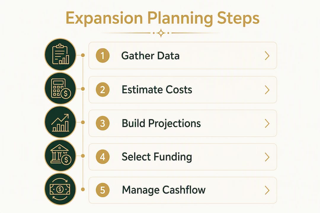 Infographic showing financial expansion planning stages