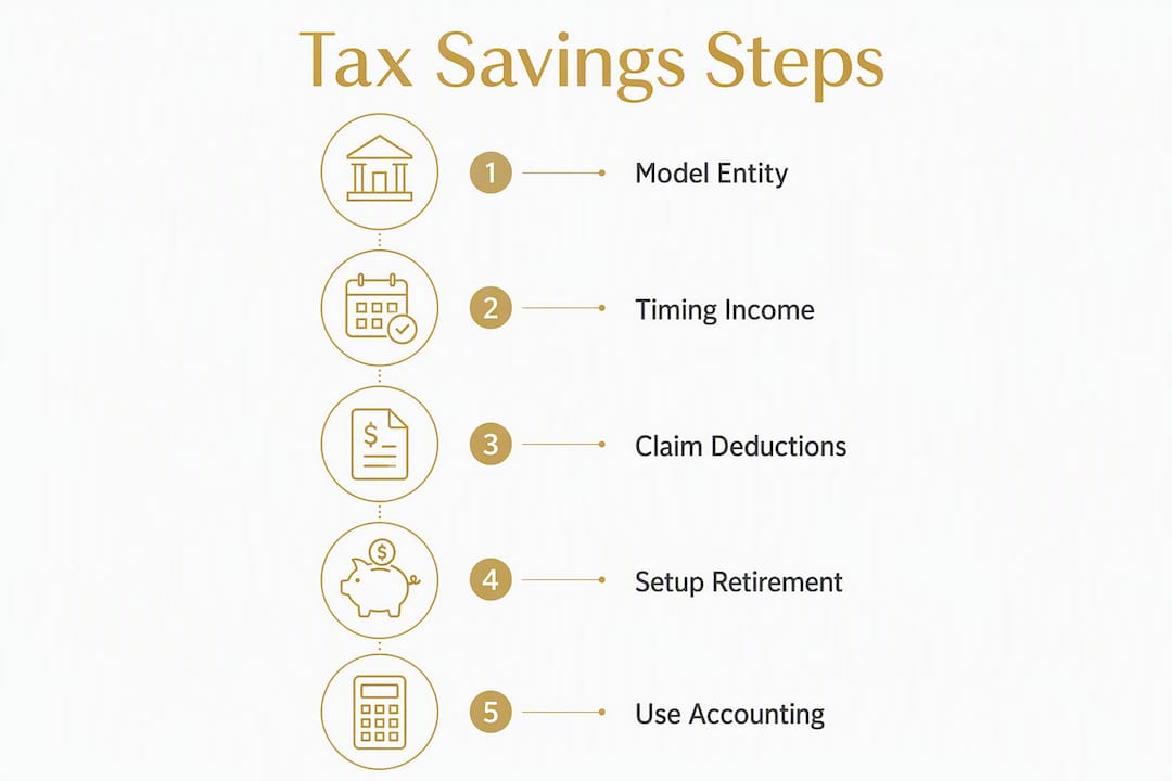 Infographic showing small business tax savings steps