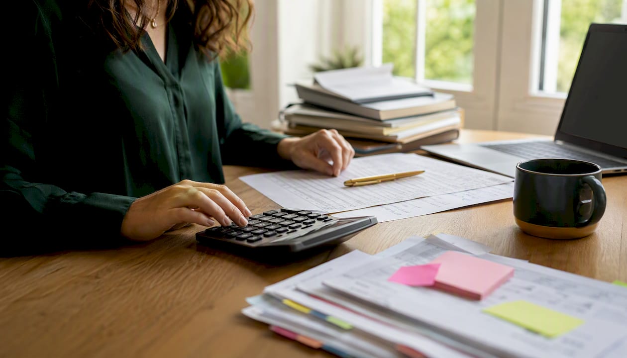 Accountant manually entering financial data