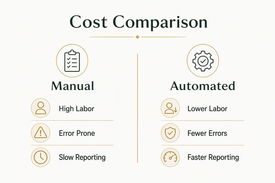 Infographic comparing manual and automated accounting costs