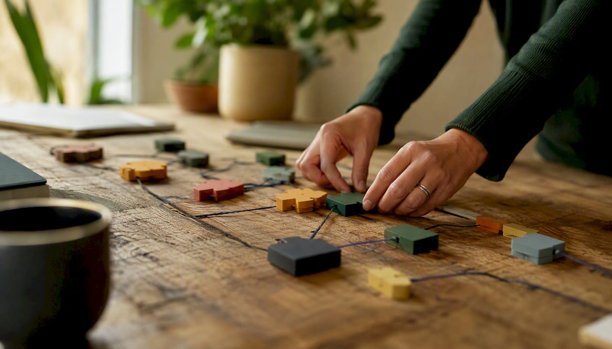 Hands mapping workflow with blocks and strings