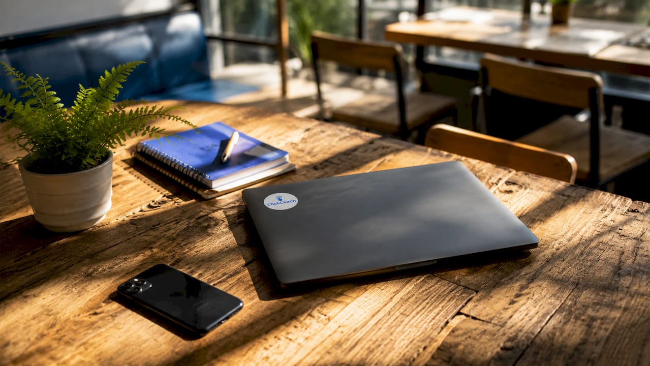 Minimalist home office with coaching devices