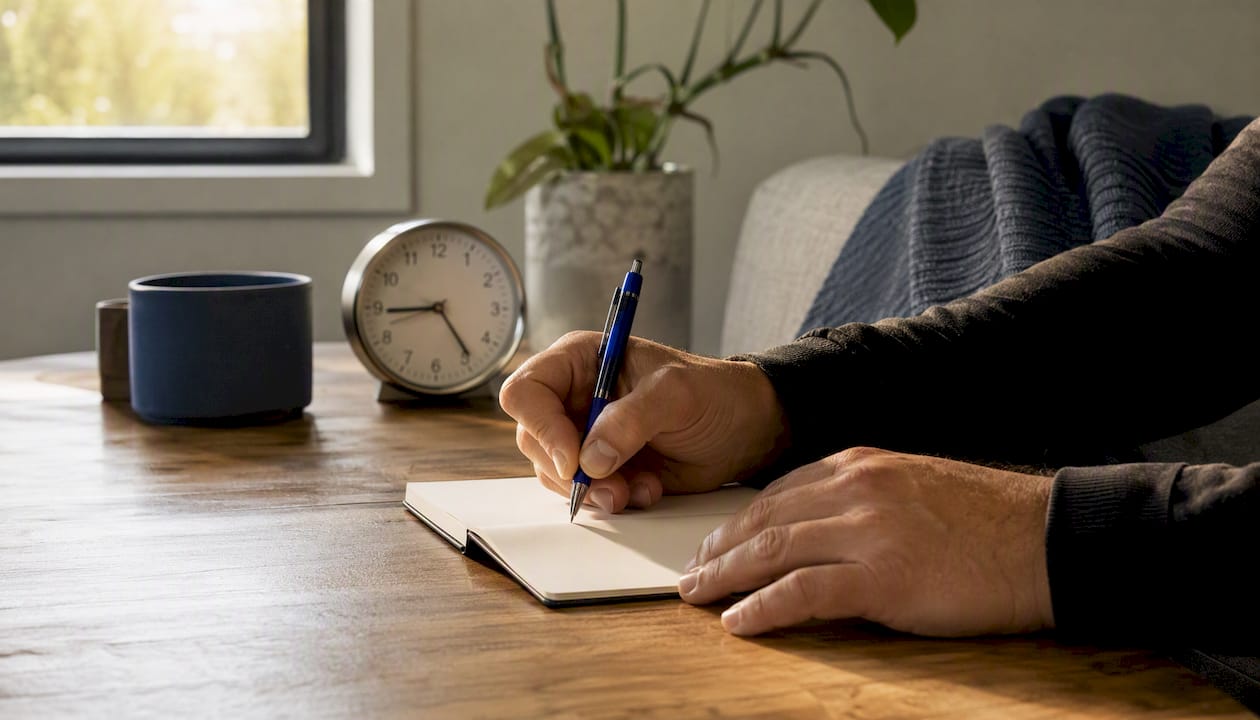 Coach writing milestone notes by hand