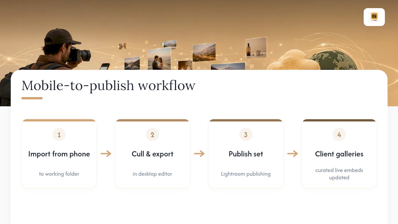 Workflow from phone import to client gallery