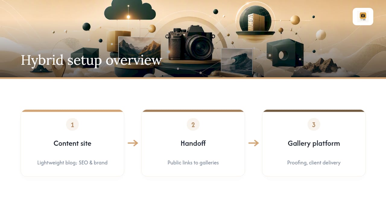 Hybrid content and gallery platform workflow