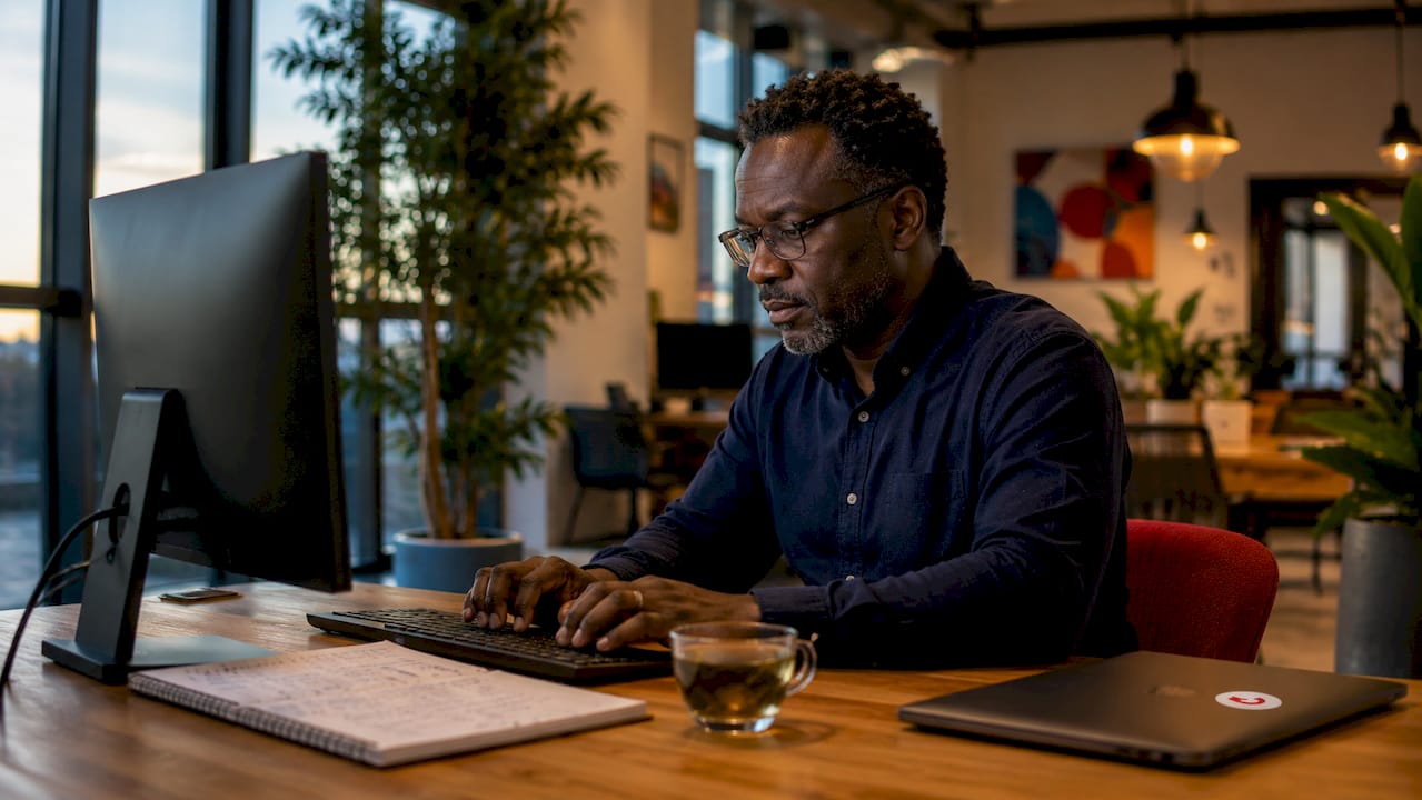 IT administrator assigning user roles on computer