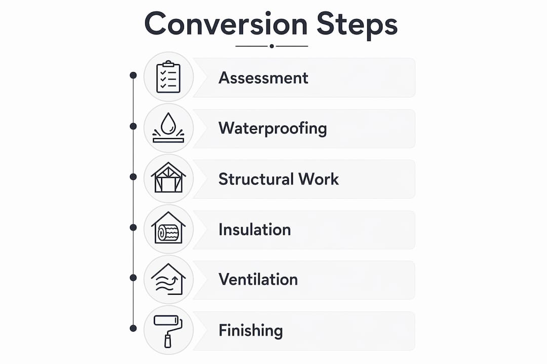 Infographic detailing cellar conversion steps