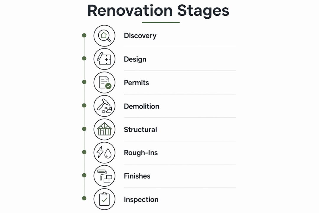 Infographic outlining renovation project stages