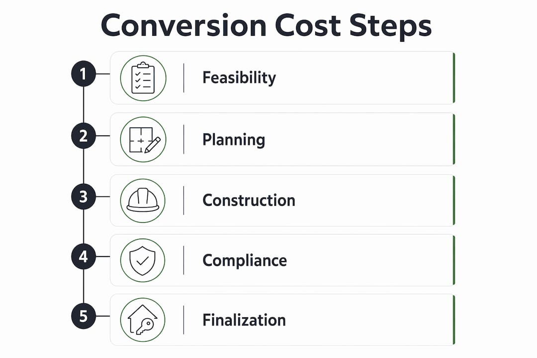 Infographic outlining conversion cost steps