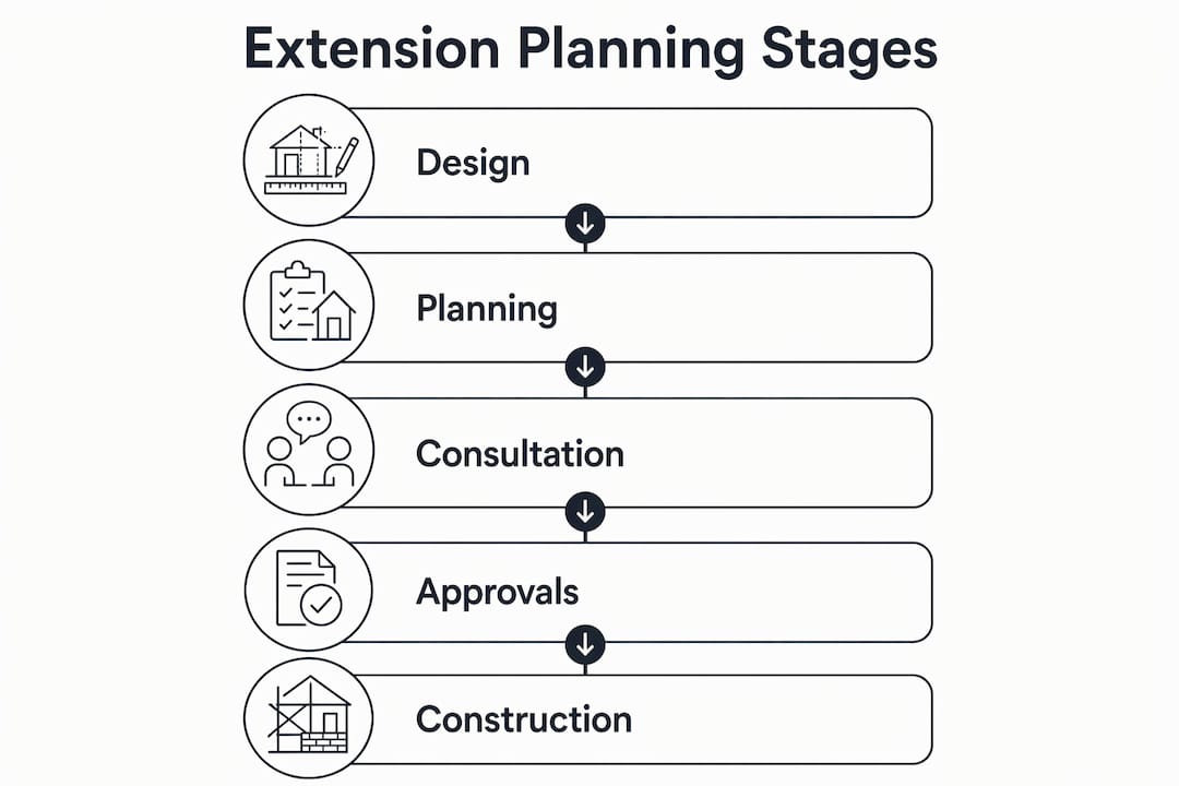 Infographic of extension planning stages and timeline