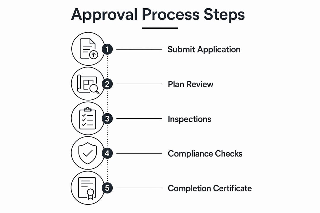 Infographic depicting building regulations approval steps
