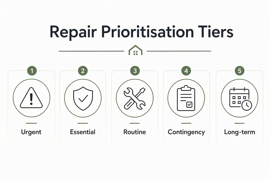 Infographic showing brickwork repair prioritisation tiers
