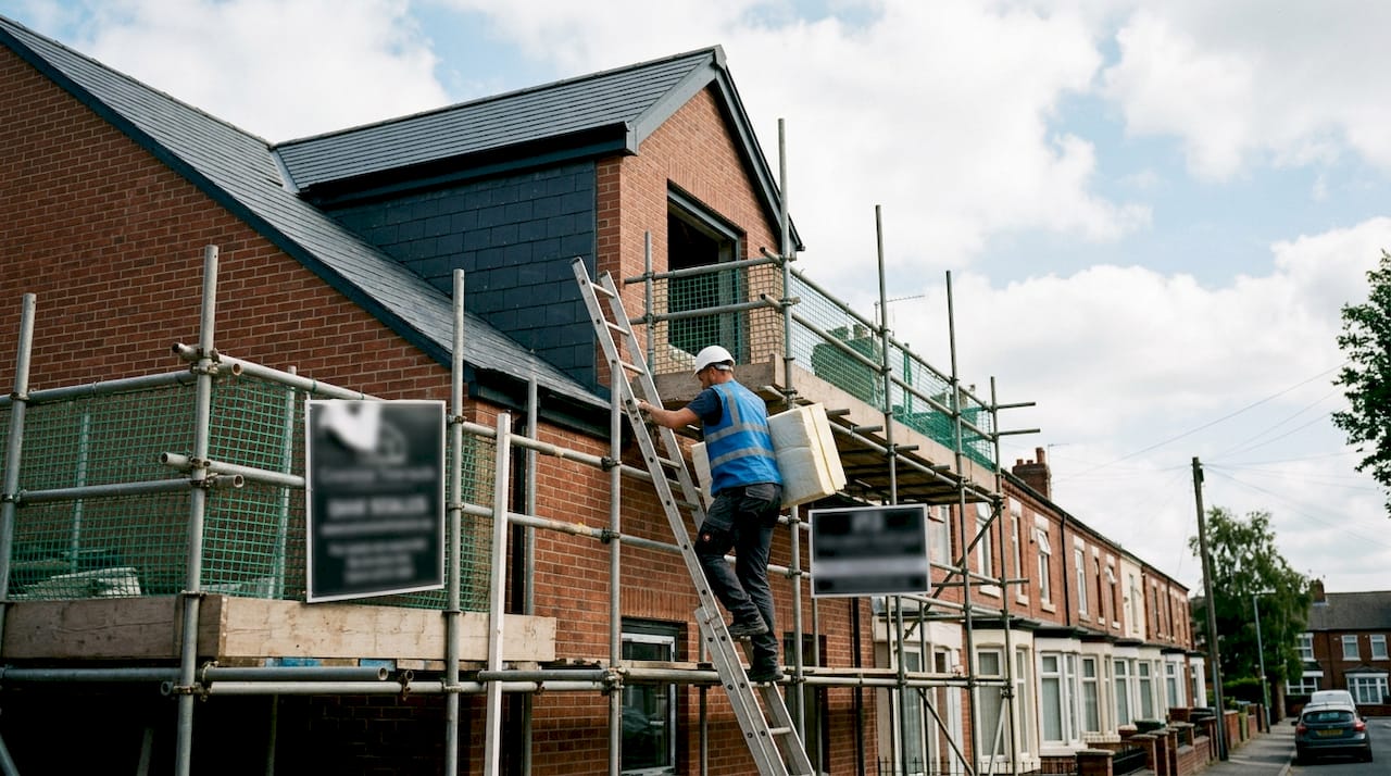 Dormer loft conversion construction on Liverpool terrace