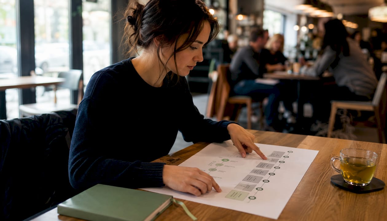 Planner pointing at planning application process timeline