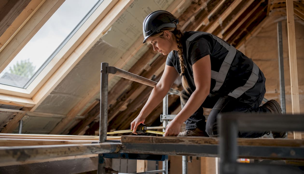 Builder working on UK loft conversion