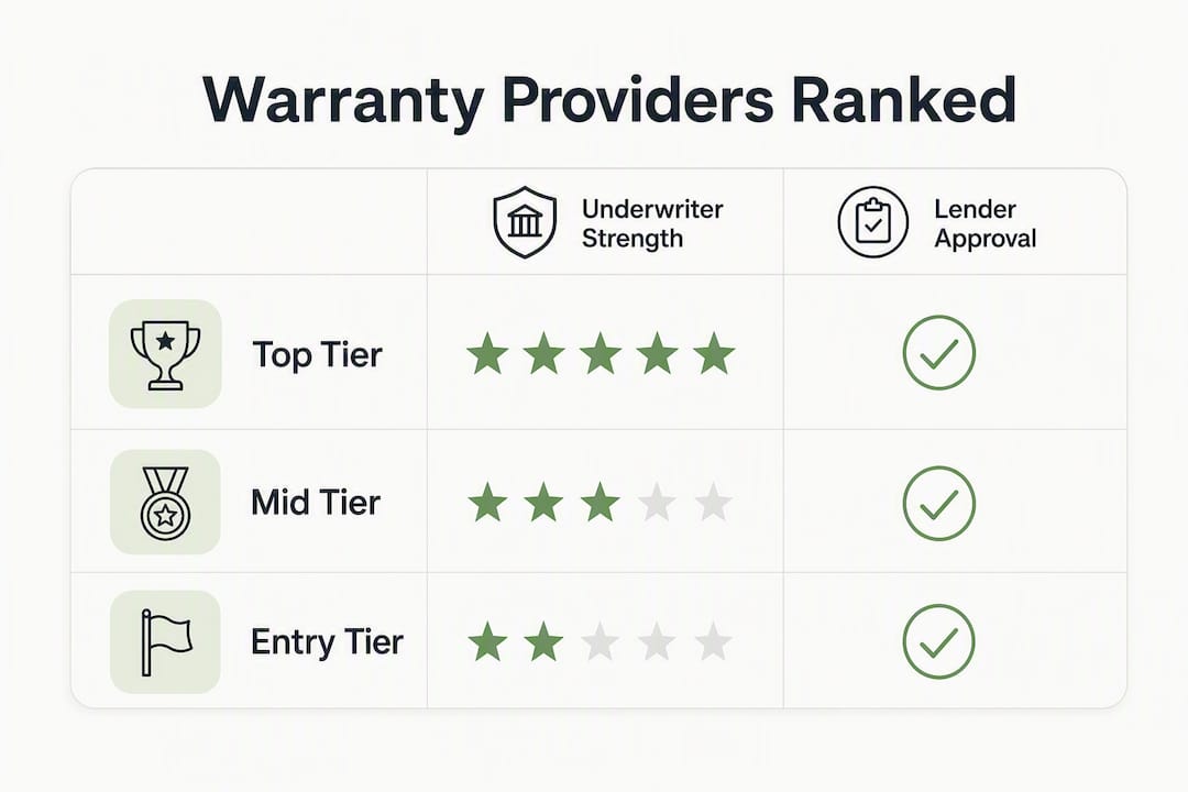 Infographic showing ranked warranty providers and criteria