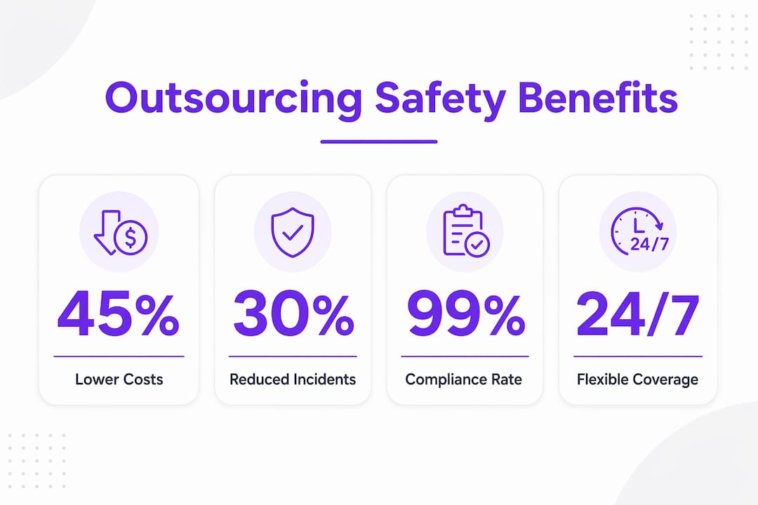 Infographic showing outsourcing safety key benefits