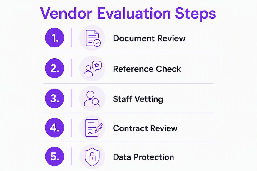 Infographic illustrating vendor evaluation process steps