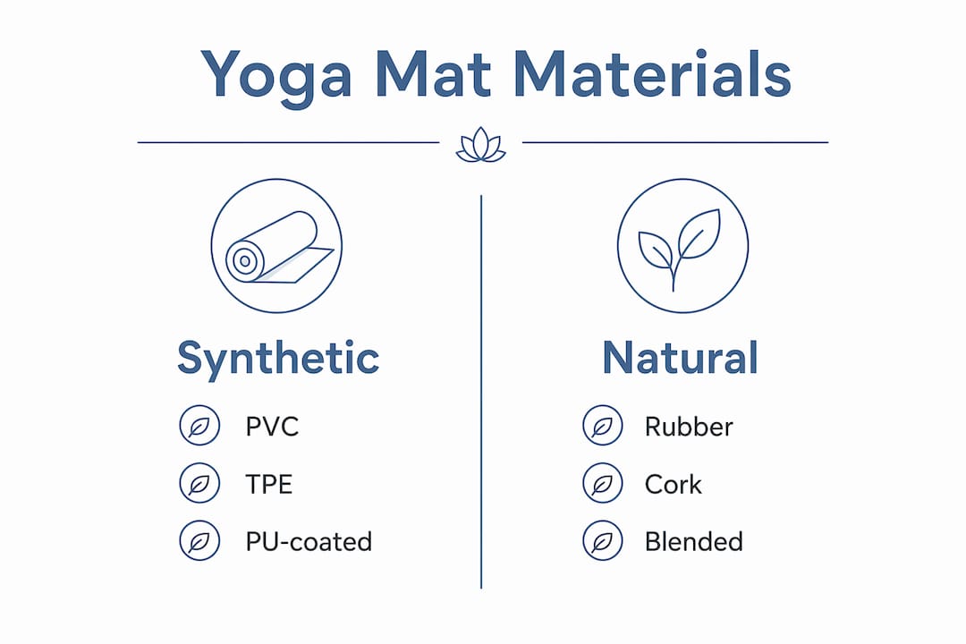 Infographic comparing synthetic and natural yoga mat materials