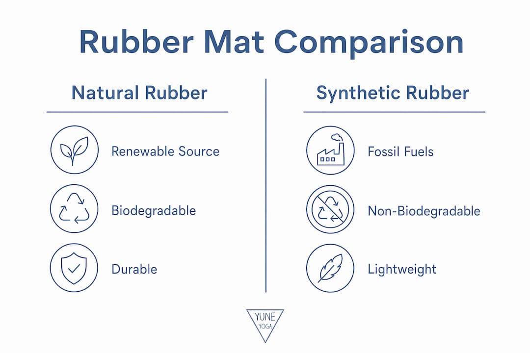 Infographic comparing natural and synthetic rubber mats