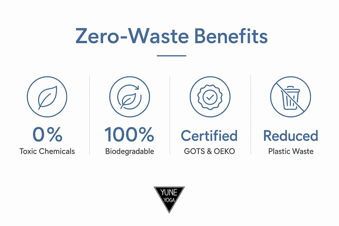 Infographic showing benefits of zero-waste yoga gear