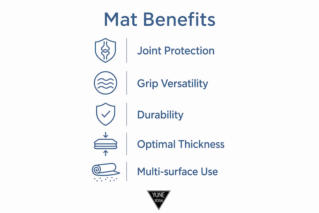 Infographic showing benefits of cross-training yoga mats