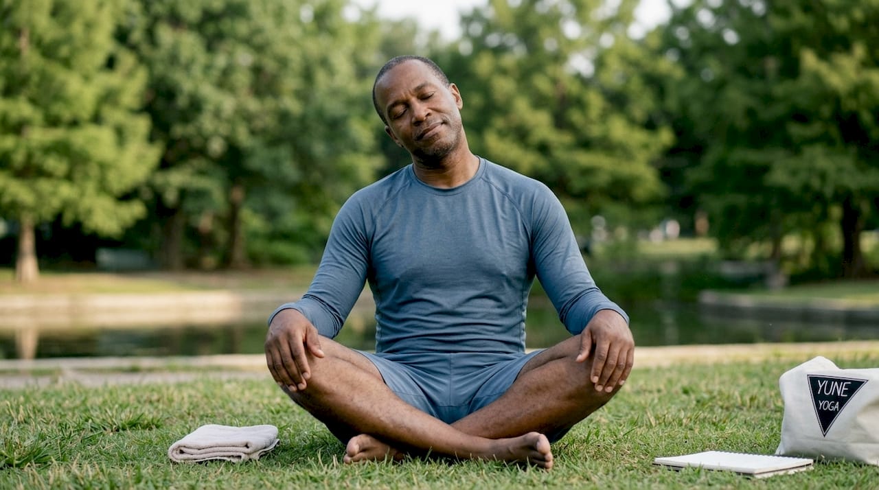 Man performing neck joint mobilization exercise