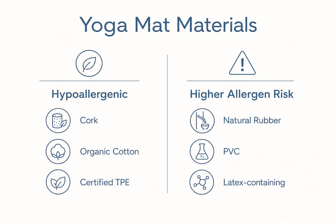 Infographic comparing hypoallergenic and allergenic yoga mat materials