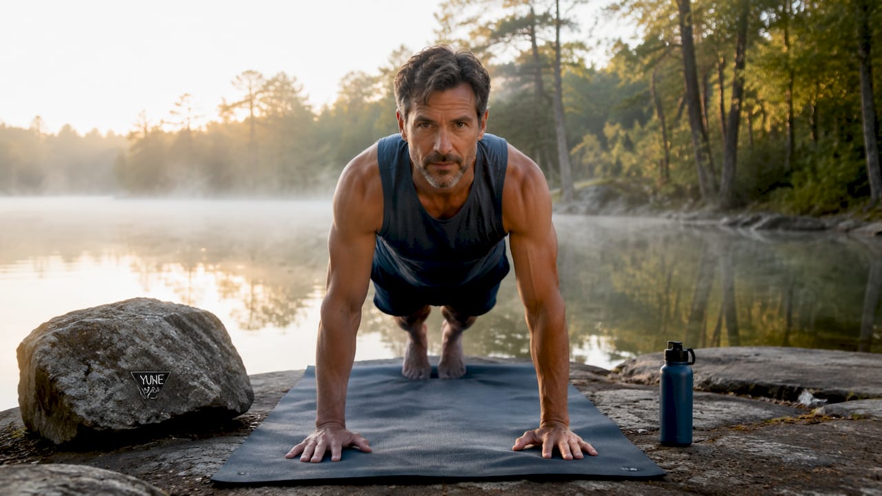 Male instructor demonstrating grip and stability outdoors
