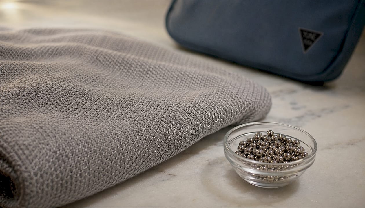 Close-up of silver-ion treated towel fibers