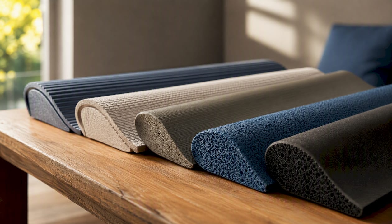 Various yoga mat thickness and texture samples