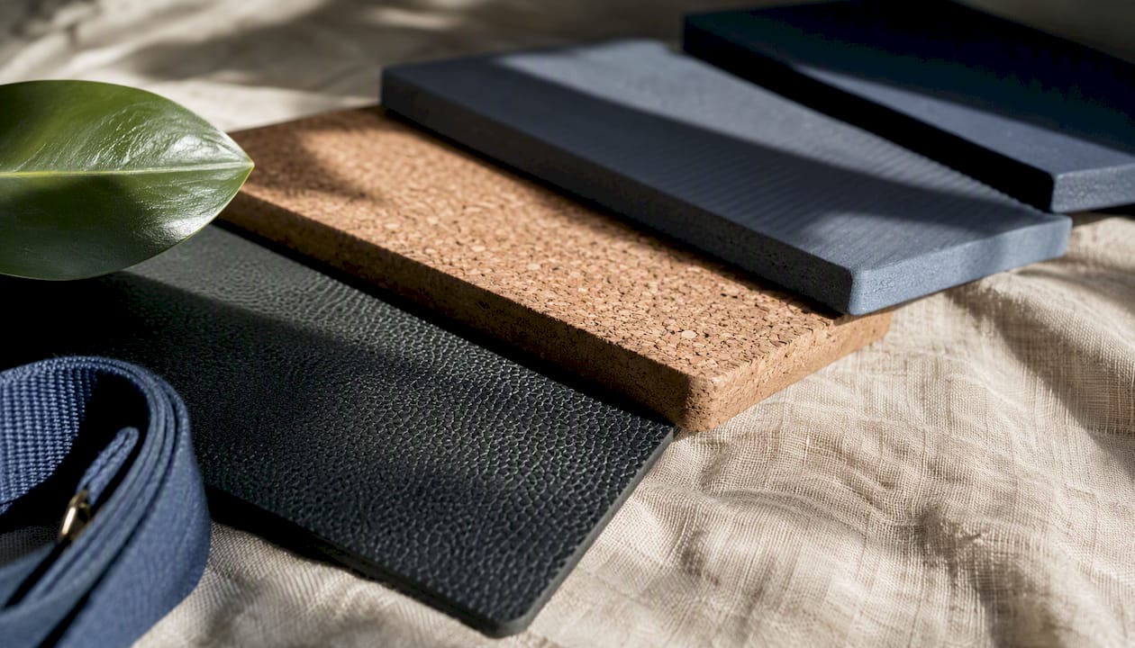 Close-up textures of various yoga pad materials