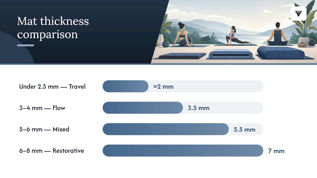 Diagram comparing yoga mat thickness benefits and trade-offs