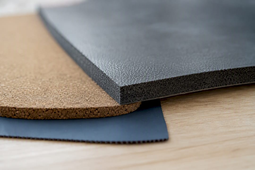 Close-up of layered eco yoga mat materials