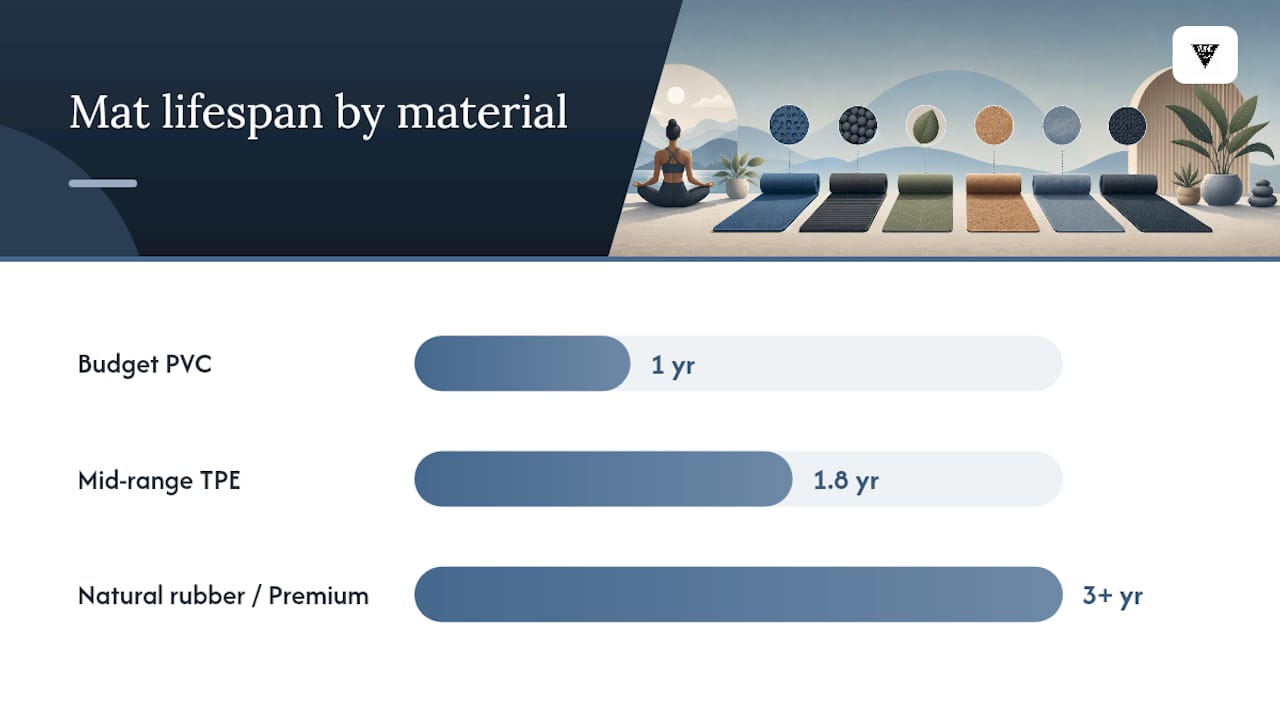 Diagram showing yoga mat durability and cost per use