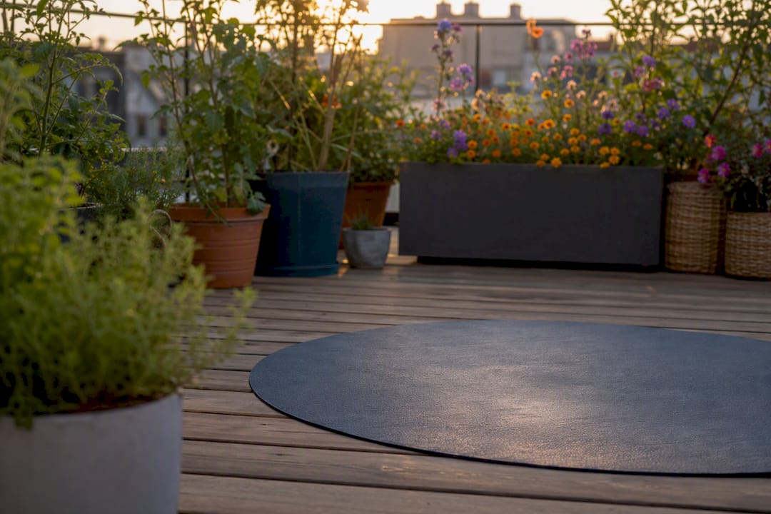 Round yoga mat fitting in home practice space