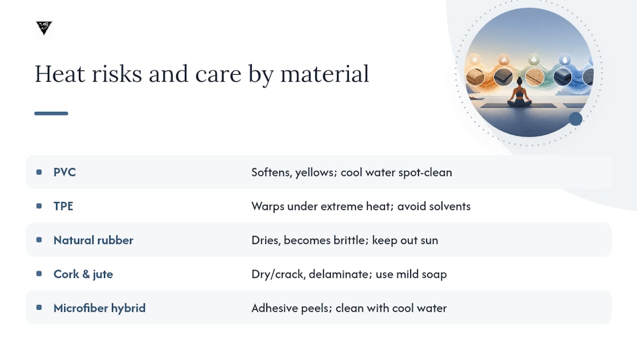 Heat responses across five yoga mat materials