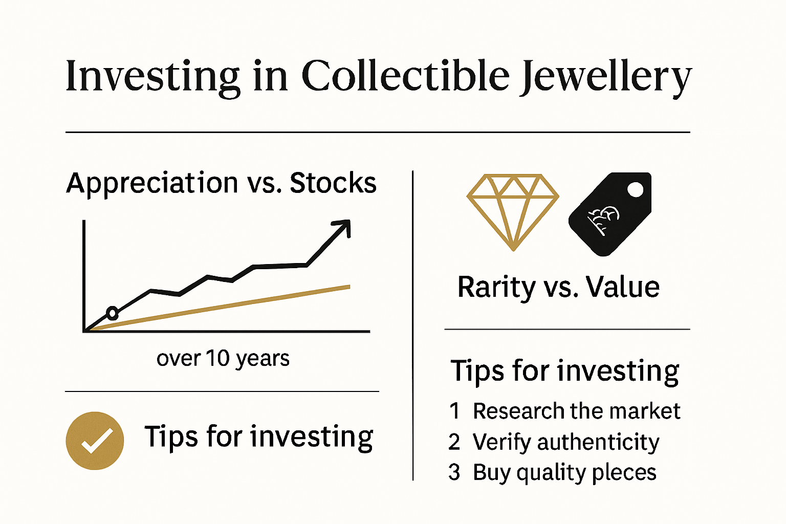 Investment value chart for classic jewellery and stocks