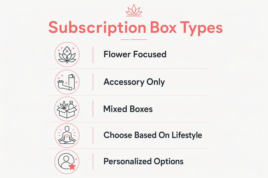 Infographic illustrating types of cannabis subscription boxes