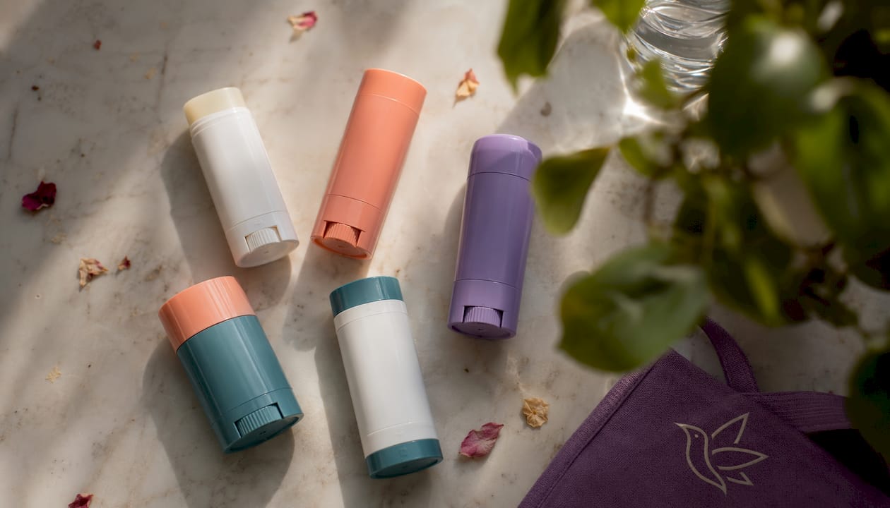 Flat lay of various Canadian CBD pain sticks